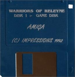 Cartridge artwork for Warriors Of Releyne on the Commodore Amiga.